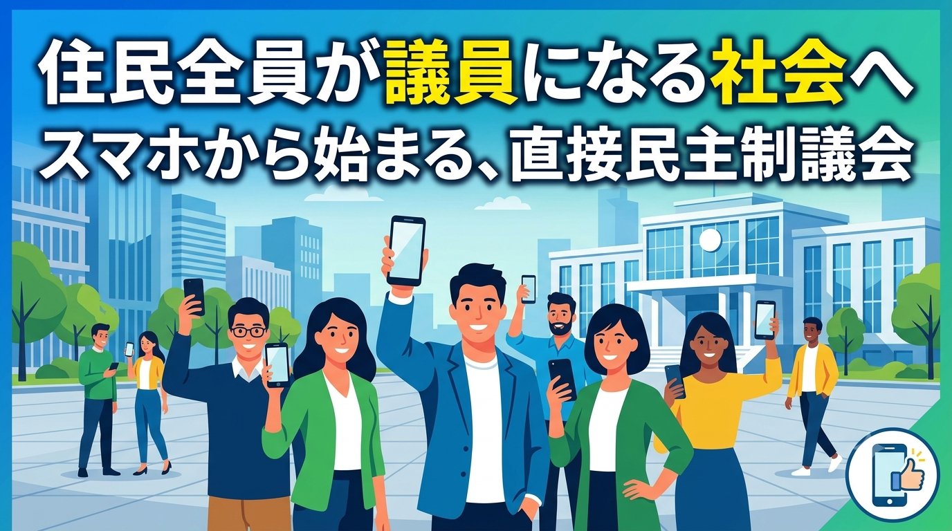 住民全員が議員になる社会へ。スマホから始まる、直接民主制議会の実現を目指す。